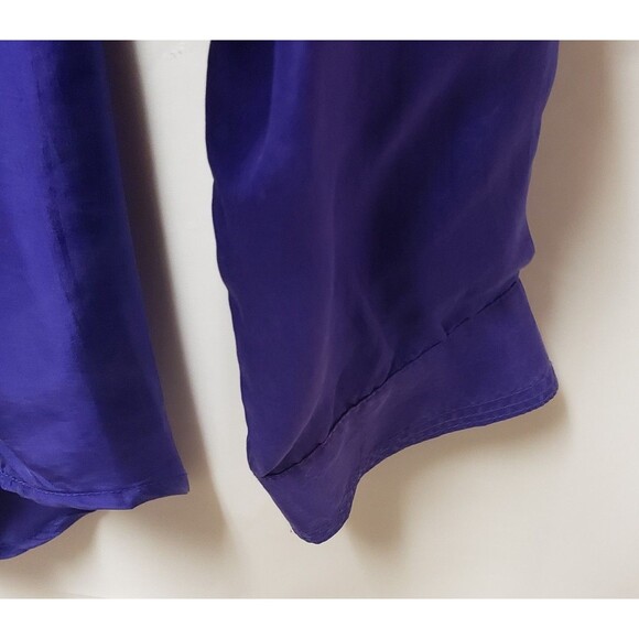 Marmie West Women’s 100% Silk Button-Up Shirt Deep Purple Long Sleeve Size M NWT - Picture 5 of 13